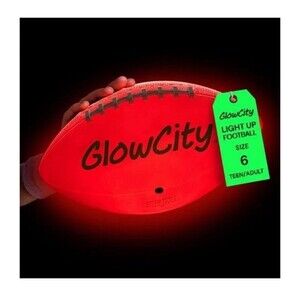 Open Box GlowCity Glow in The Dark Football Light Up LED Ball  Size 6 Orange